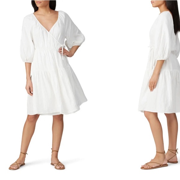 Love, Whit by Whitney Port Dresses & Skirts - $276 Love, Whit by Whitney Port White Puff Sleeve Wrap Dress